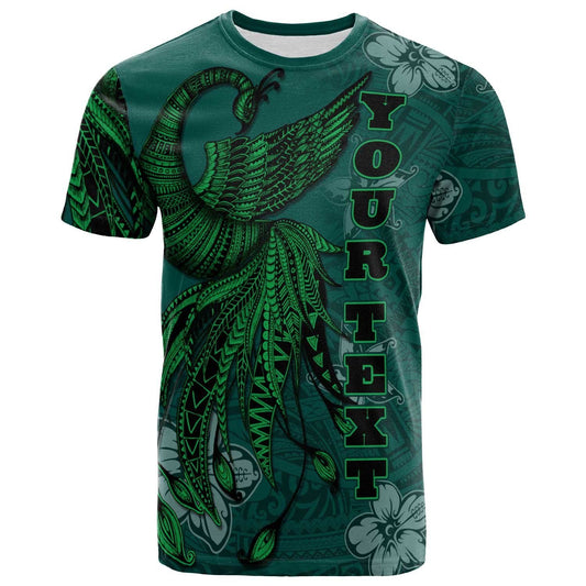 Tahiti Custom Personalised T-Shirt - Polynesian Phoenix Bird, Fairytales Bird Green