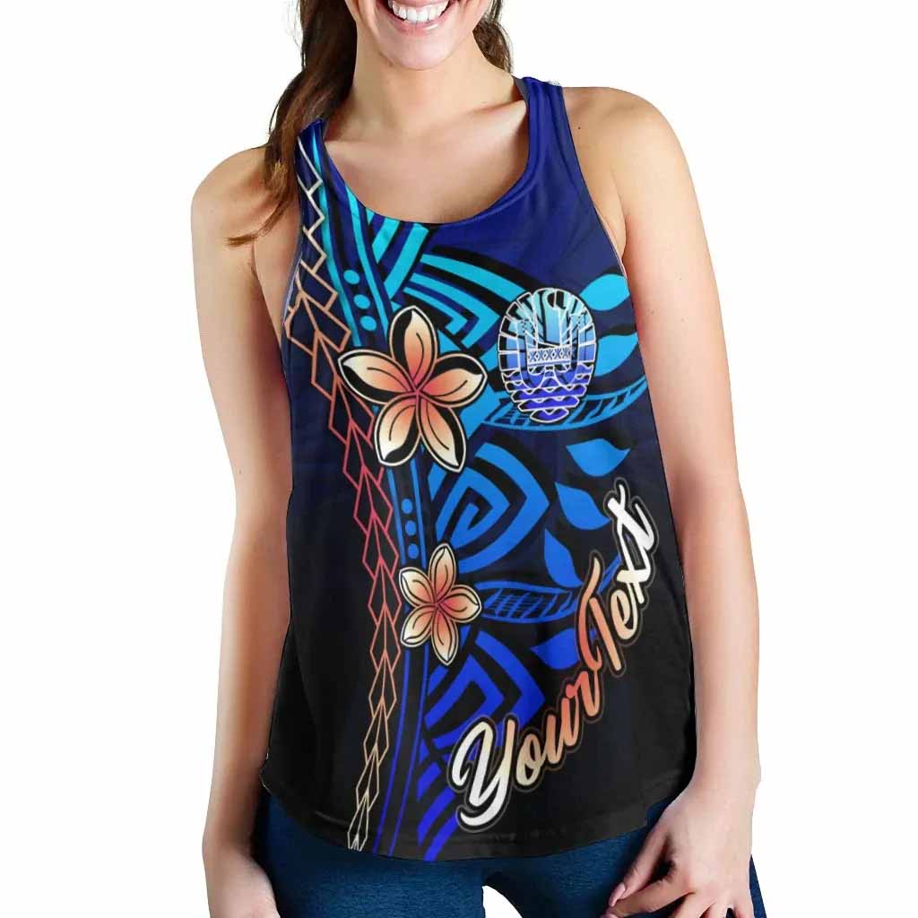 Tahiti Custom Personalised Women Racerback Tank - Vintage Tribal Mountain