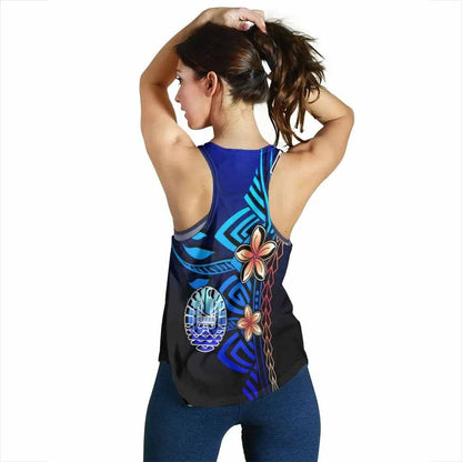 Tahiti Custom Personalised Women Racerback Tank - Vintage Tribal Mountain