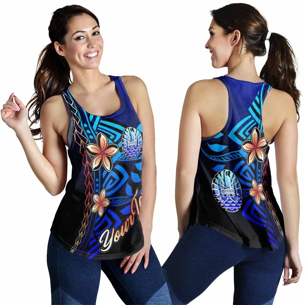 Tahiti Custom Personalised Women Racerback Tank - Vintage Tribal Mountain