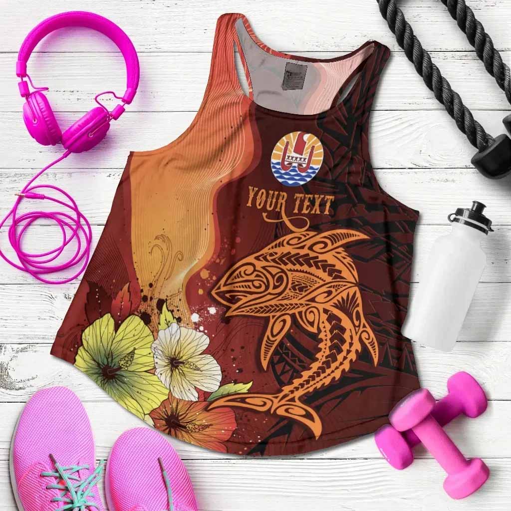 Tahiti Custom Personalised Women Racerback Tank - Tribal Tuna Fish