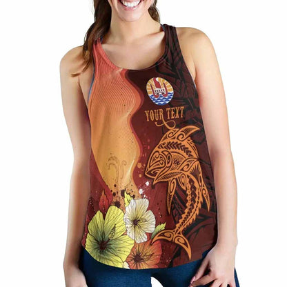 Tahiti Custom Personalised Women Racerback Tank - Tribal Tuna Fish