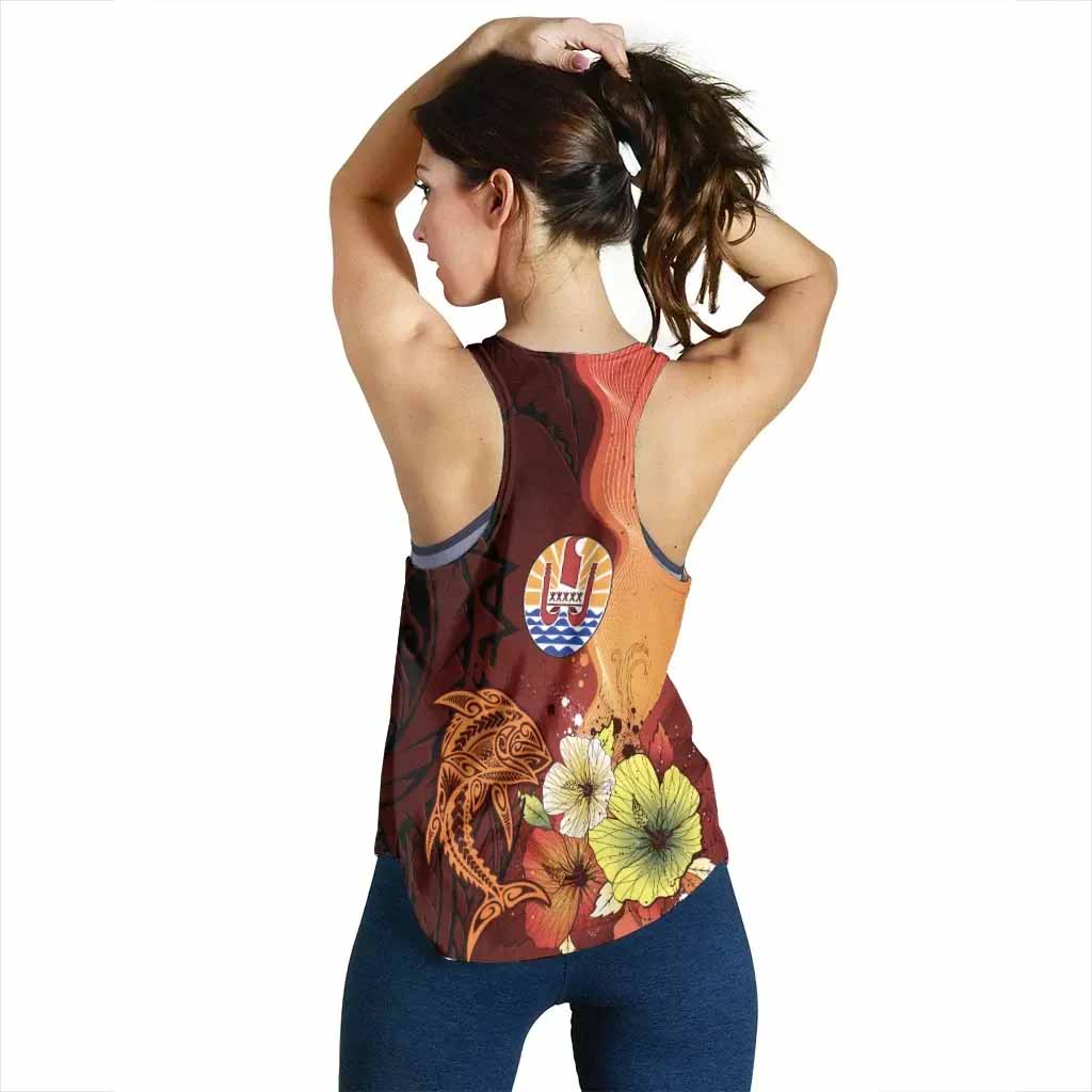 Tahiti Custom Personalised Women Racerback Tank - Tribal Tuna Fish