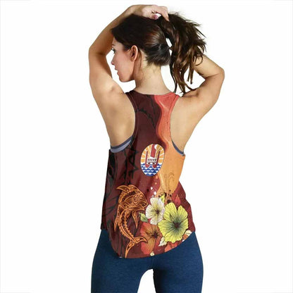 Tahiti Custom Personalised Women Racerback Tank - Tribal Tuna Fish