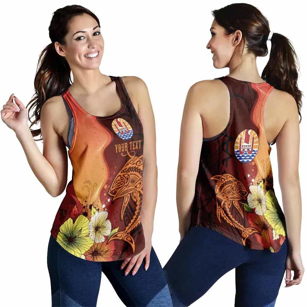 Tahiti Custom Personalised Women Racerback Tank - Tribal Tuna Fish