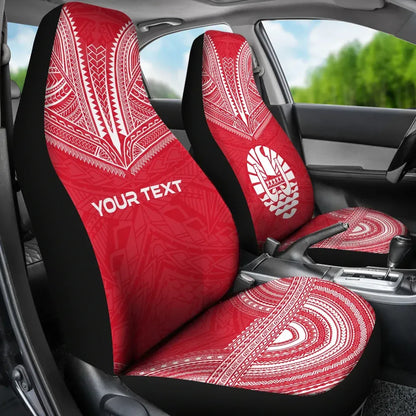 Tahiti Custom Personalised Car Seat Cover - Tahiti Flag Polynesian Chief Tattoo Red Version