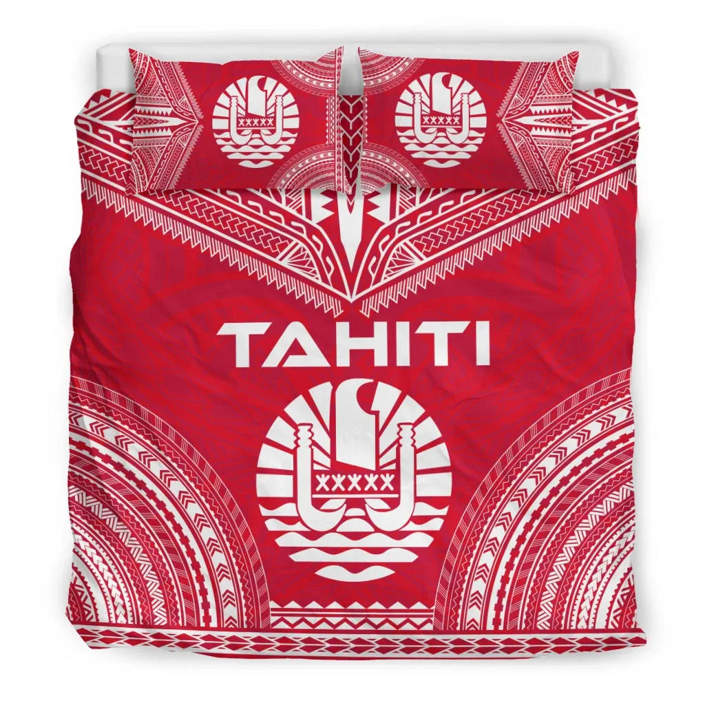 Tahiti Flag Polynesian Chief Duvet Cover Set