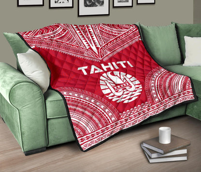 Tahiti Premium Quilt - Tahiti Flag Polynesian Chief Red Version