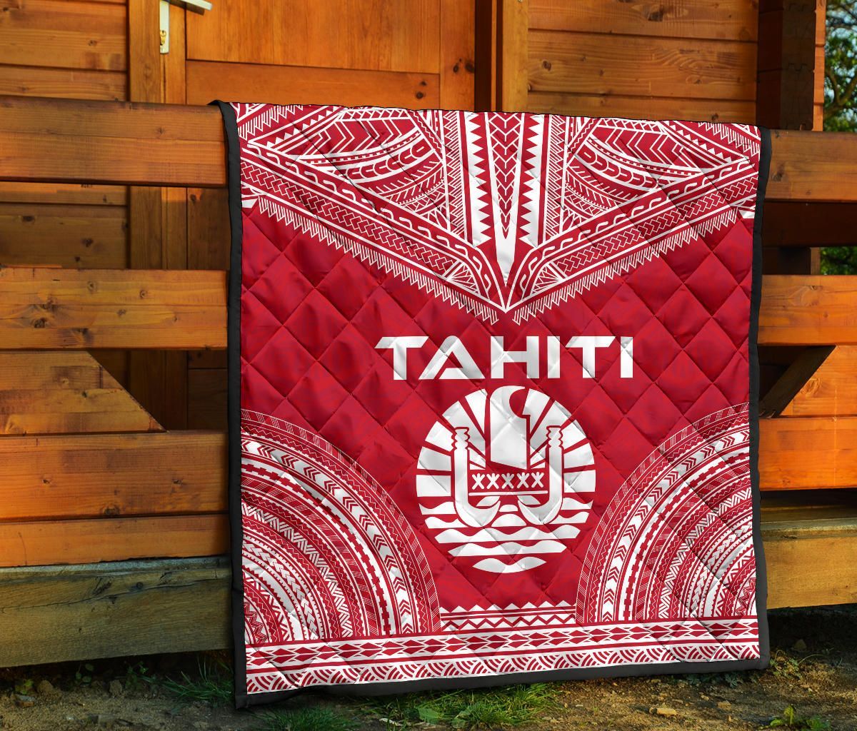 Tahiti Premium Quilt - Tahiti Flag Polynesian Chief Red Version