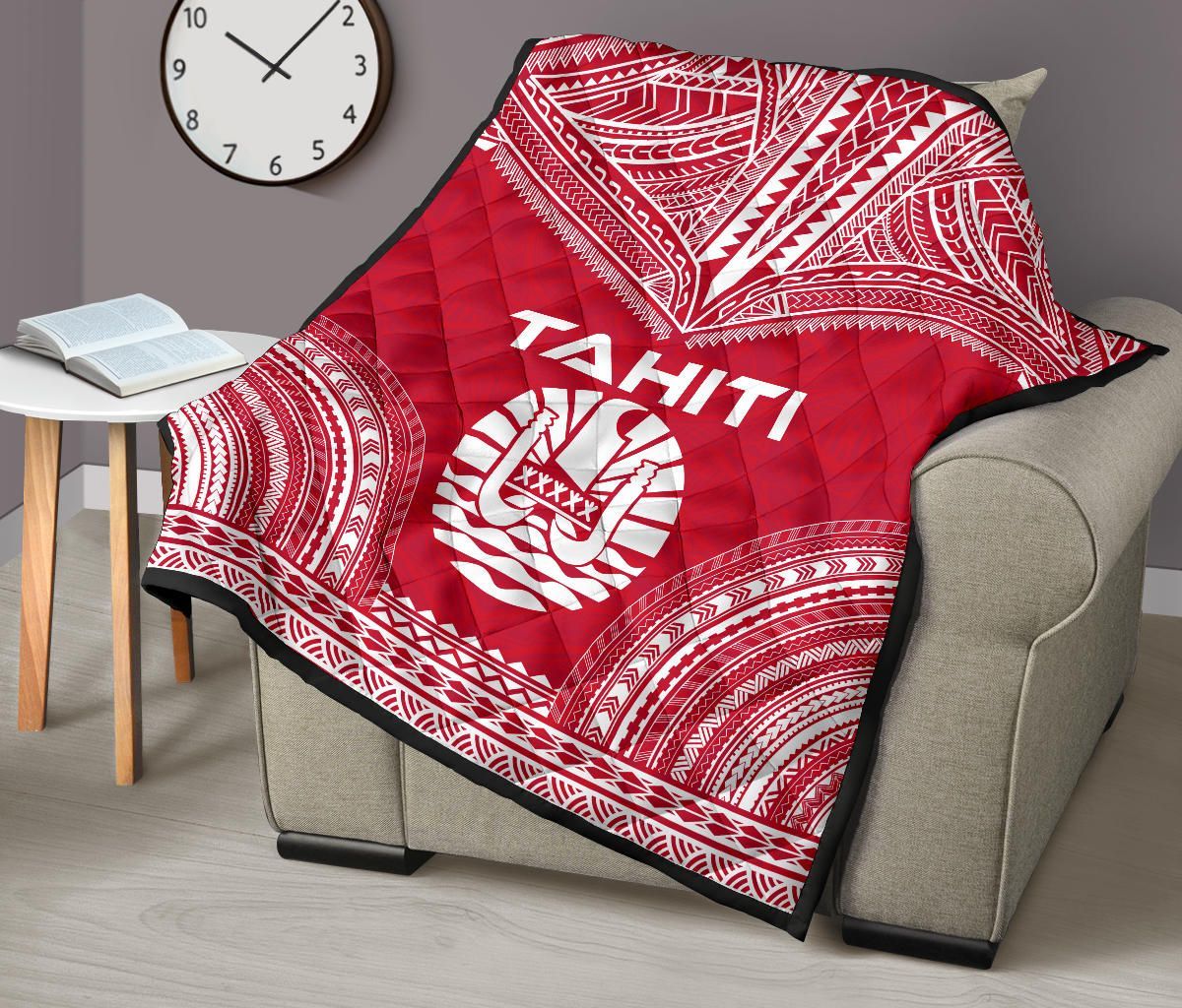 Tahiti Premium Quilt - Tahiti Flag Polynesian Chief Red Version