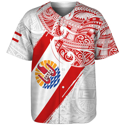 Tahiti Baseball Shirt Tribal Traditional Flag