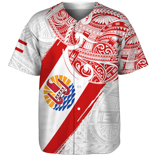 Tahiti Baseball Shirt Tribal Traditional Flag