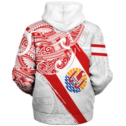 Tahiti Sherpa Hoodie Tribal Traditional Flag
