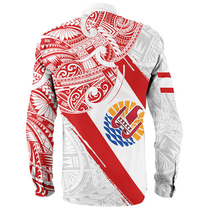 Tahiti Long Sleeve Shirt Tribal Traditional Flag