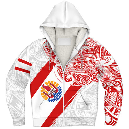 Tahiti Sherpa Hoodie Tribal Traditional Flag