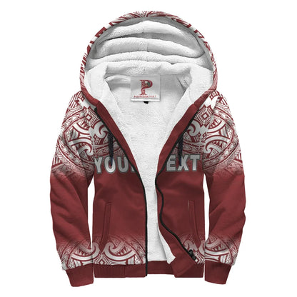 Tahiti (French Polynesia) Polynesian Personalised Custom Sherpa Hoodie - Red Fog