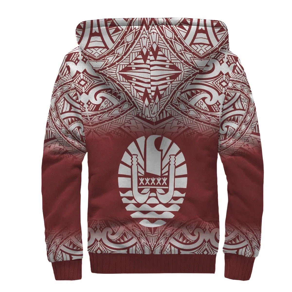 Tahiti (French Polynesia) Polynesian Personalised Custom Sherpa Hoodie - Red Fog