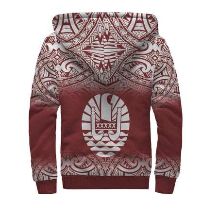 Tahiti (French Polynesia) Polynesian Personalised Custom Sherpa Hoodie - Red Fog