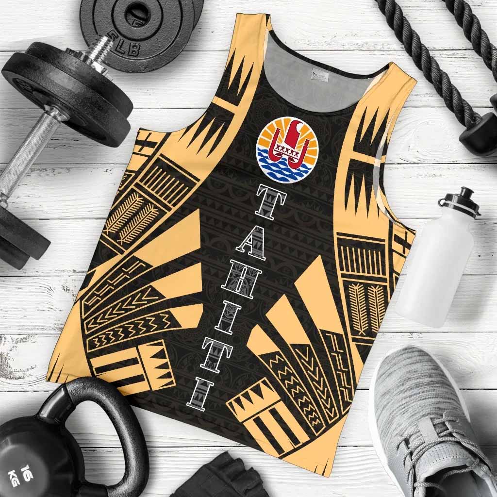 Tahiti Men Tank Top - Polynesian Tattoo Gold