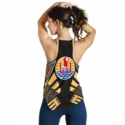 Tahiti Women Racerback Tank - Polynesian Tattoo Gold