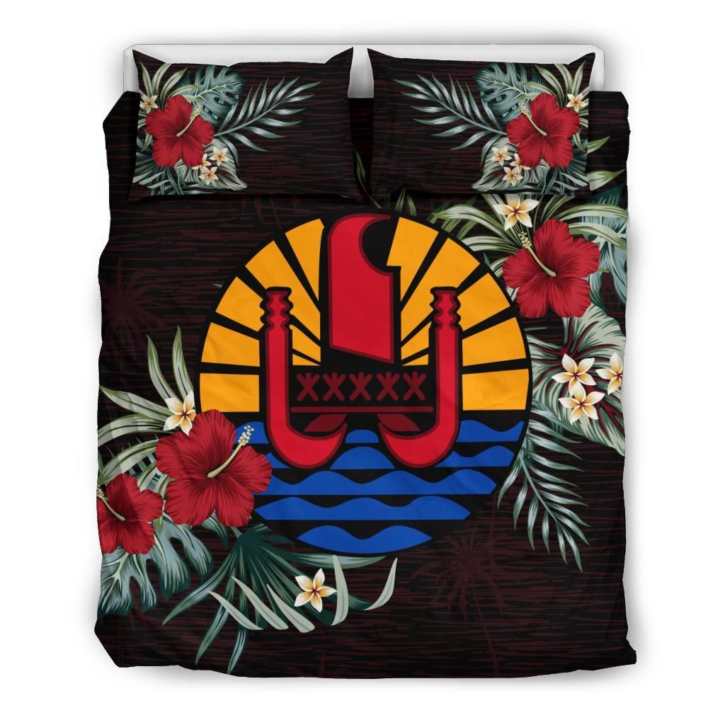 Tahiti Duvet Cover Set - Tahiti Flag Hibiscus