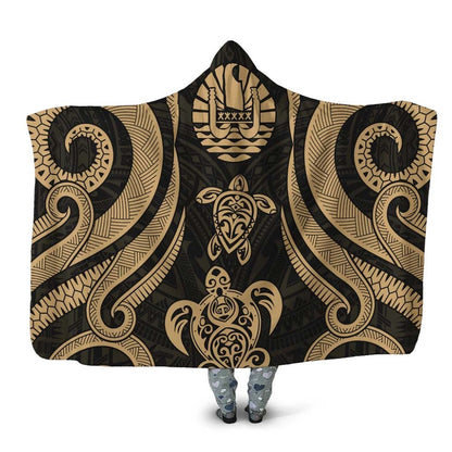 Tahiti Hooded Blanket - Gold Tentacle Turtle