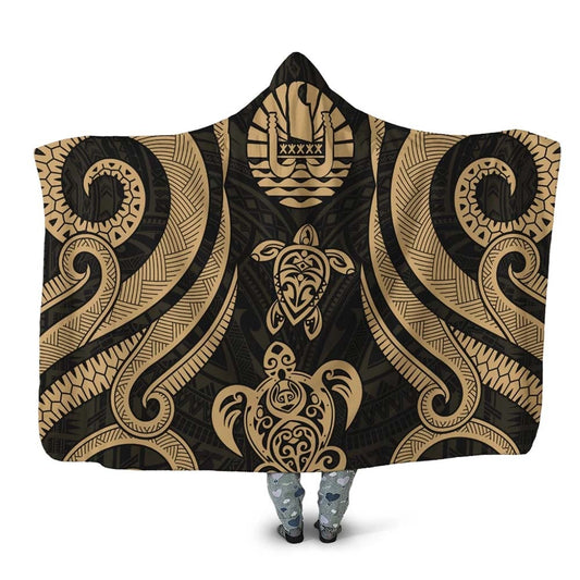 Tahiti Hooded Blanket - Gold Tentacle Turtle