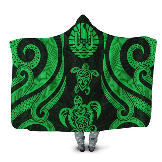 Tahiti Hooded Blanket - Green Tentacle Turtle