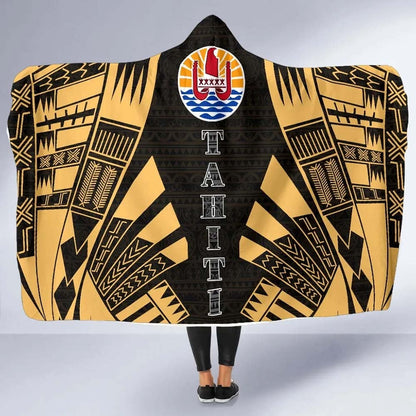 Tahiti Hooded Blanket - Polynesian Tattoo Gold