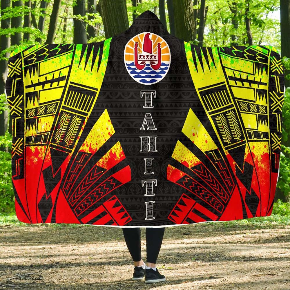 Tahiti Hooded Blanket - Polynesian Tattoo Reggae