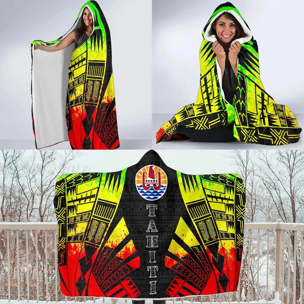 Tahiti Hooded Blanket - Polynesian Tattoo Reggae
