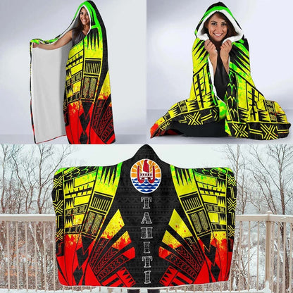Tahiti Hooded Blanket - Polynesian Tattoo Reggae