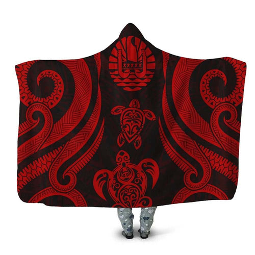 Tahiti Hooded Blanket - Red Tentacle Turtle