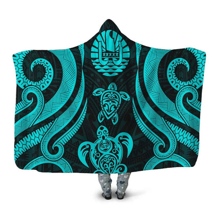 Tahiti Hooded Blanket - Turquoise Tentacle Turtle