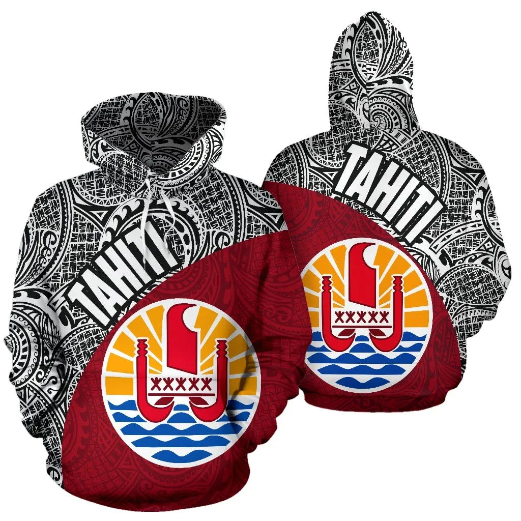 Tahiti Hoodie - Tahiti Flag Polynesia Tattoo Red