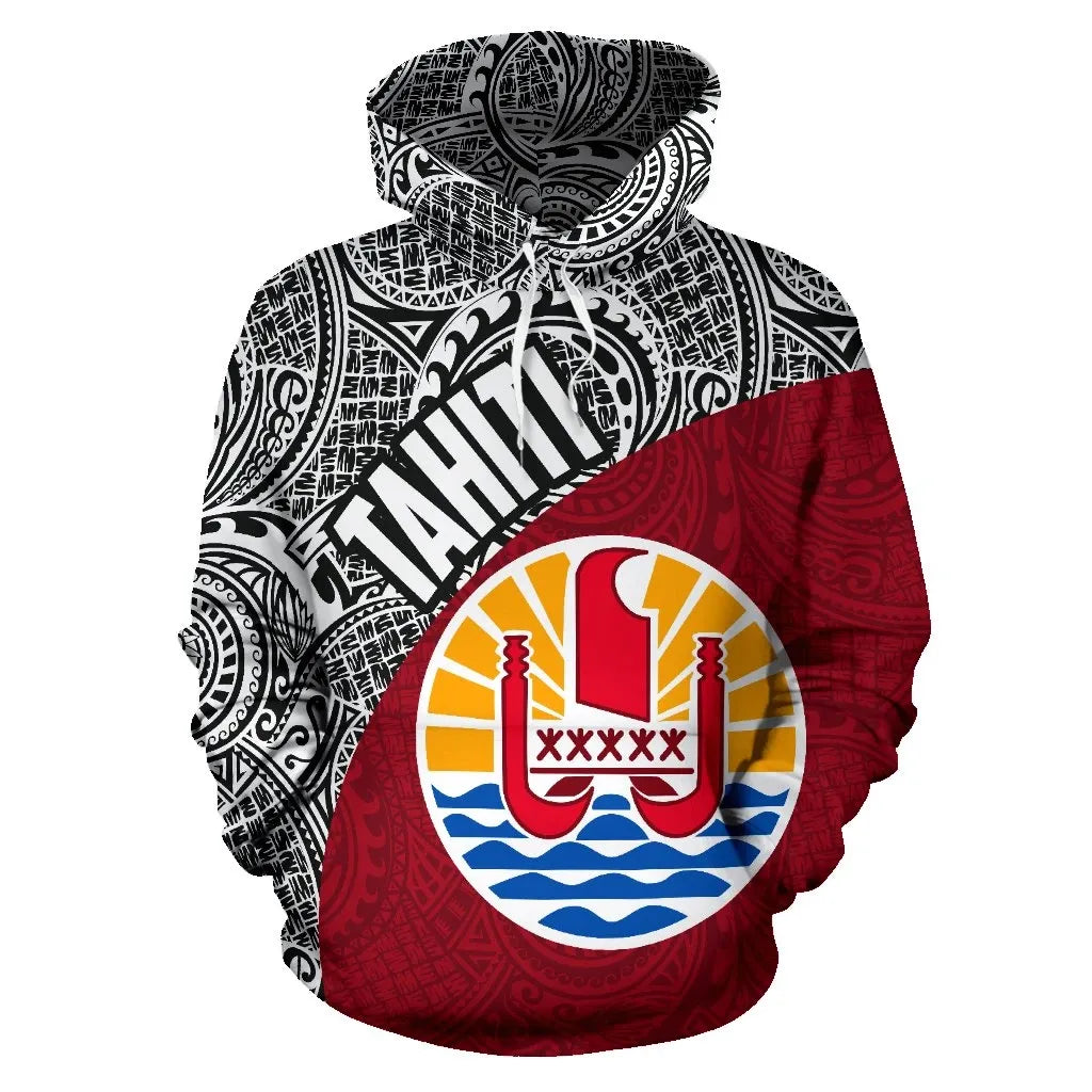Tahiti Hoodie - Tahiti Flag Polynesia Tattoo Red