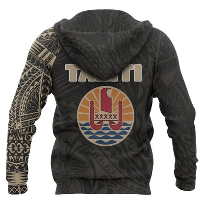 Tahiti Polynesian Hoodie - Tahiti Flag Polynesian Tattoo