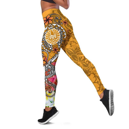 Tahiti Legging - Turtle Plumeria (Gold)