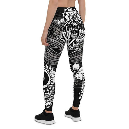 Tahiti Legging - White Shark Polynesian Tattoo