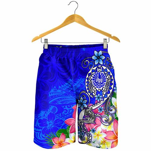 Tahiti Men Shorts - Turtle Plumeria (Blue)