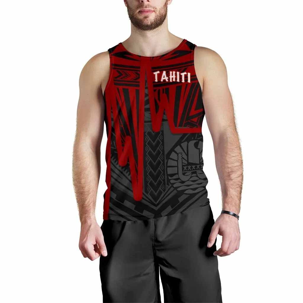 Tahiti Men Tank Top - Tahiti Seal In Heartbeat Patterns Style (Red)
