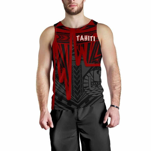 Tahiti Men Tank Top - Tahiti Seal In Heartbeat Patterns Style (Red)