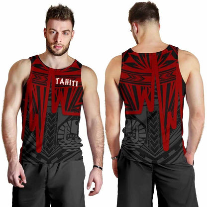 Tahiti Men Tank Top - Tahiti Seal In Heartbeat Patterns Style (Red)