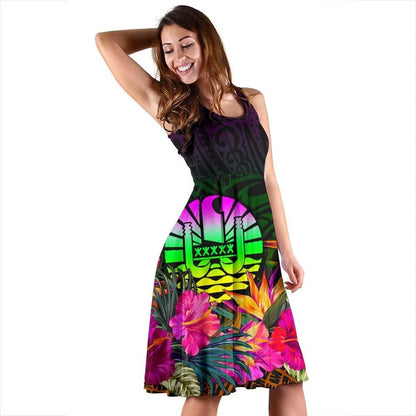 Tahiti Midi Dress - Summer Hibiscus