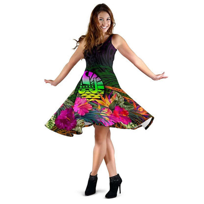 Tahiti Midi Dress - Summer Hibiscus