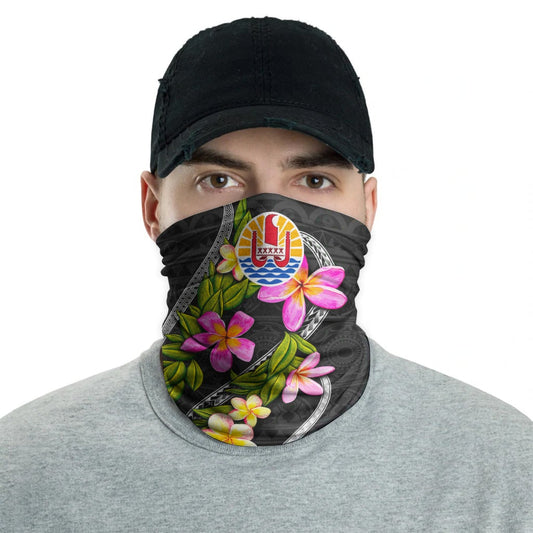 Tahiti Neck Gaiter - Plumeria Tattoo Pink Gold