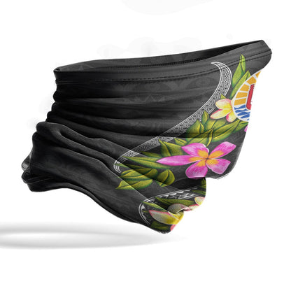 Tahiti Neck Gaiter - Plumeria Tattoo Pink Gold