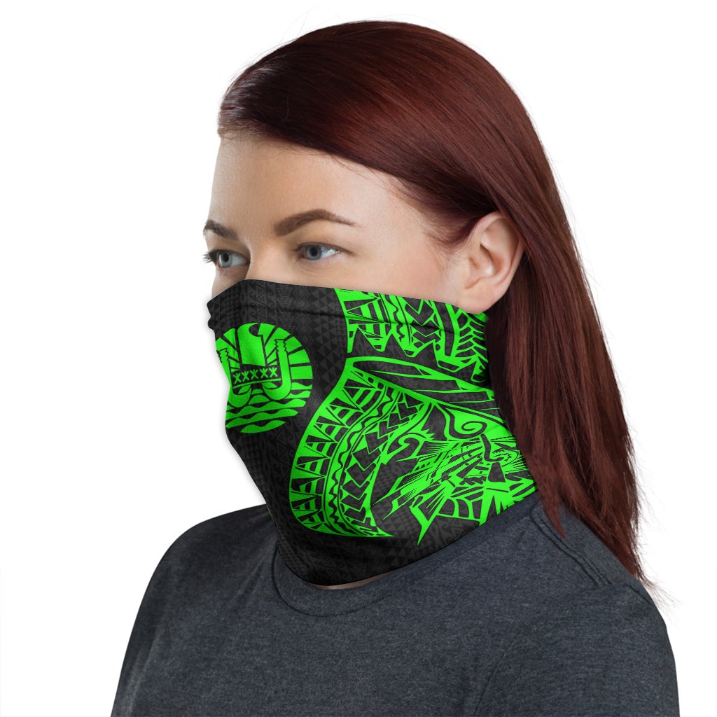 Tahiti Neck Gaiter - Polynesian Pattern Green