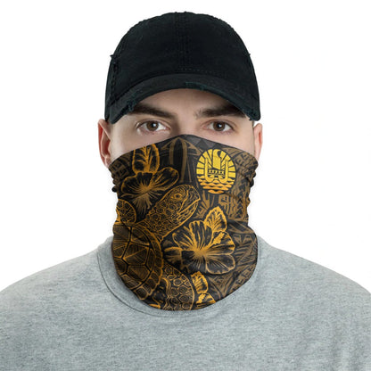 Tahiti Neck Gaiter - Turtle Hibiscus Gold