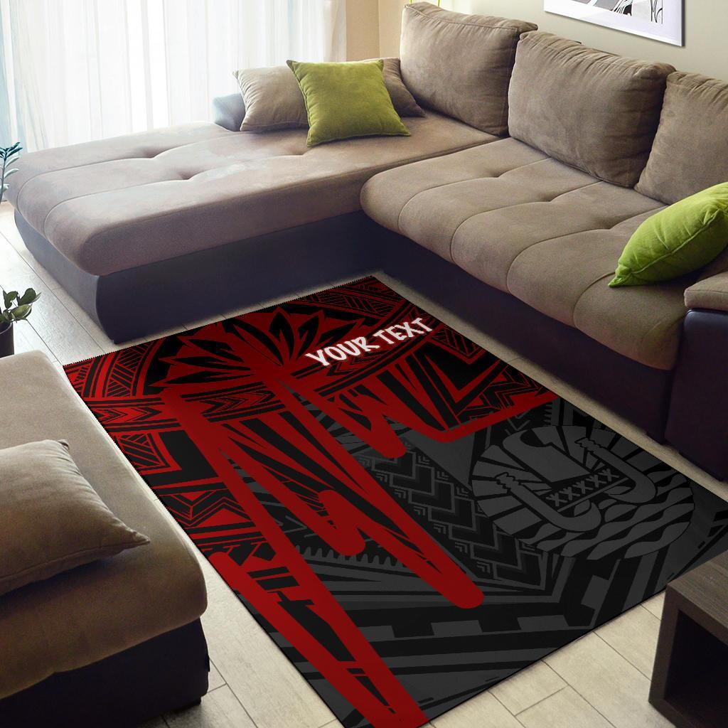 Tahiti Personalised Area Rug - Tahiti Seal In Heartbeat Patterns Style (Red)